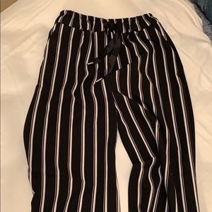 Black and white striped pants